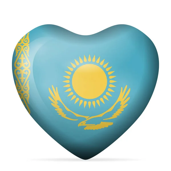 Srdce Kazachstán Vlajka Bílém Pozadí Vektorová Ilustrace — Stockový vektor