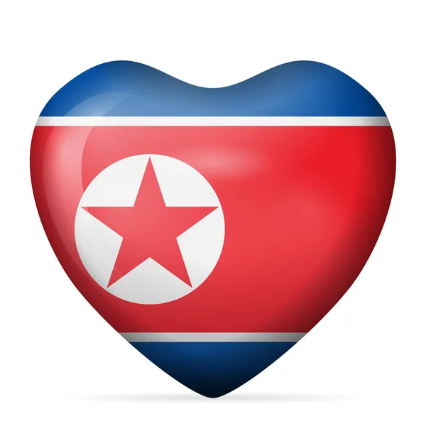 Coeur Drapeau Nord Coréen Sur Fond Blanc Illustration Vectorielle — Image vectorielle