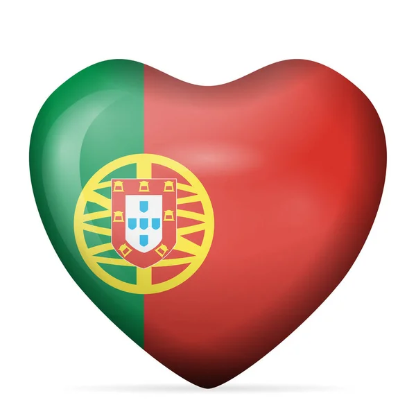 Heart Portugal Flag White Background Vector Illustration — Stock Vector