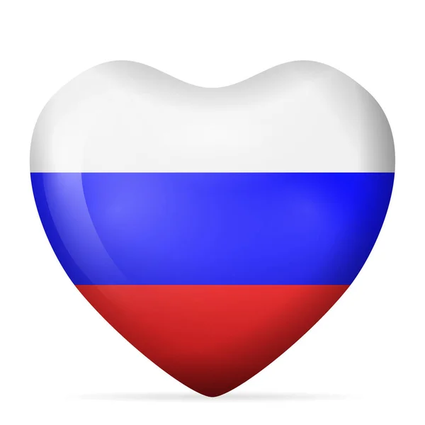 Bandeira Coração Rússia Fundo Branco Ilustração Vetorial —  Vetores de Stock