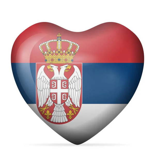 Coração Sérvia Bandeira Fundo Branco Ilustração Vetorial —  Vetores de Stock