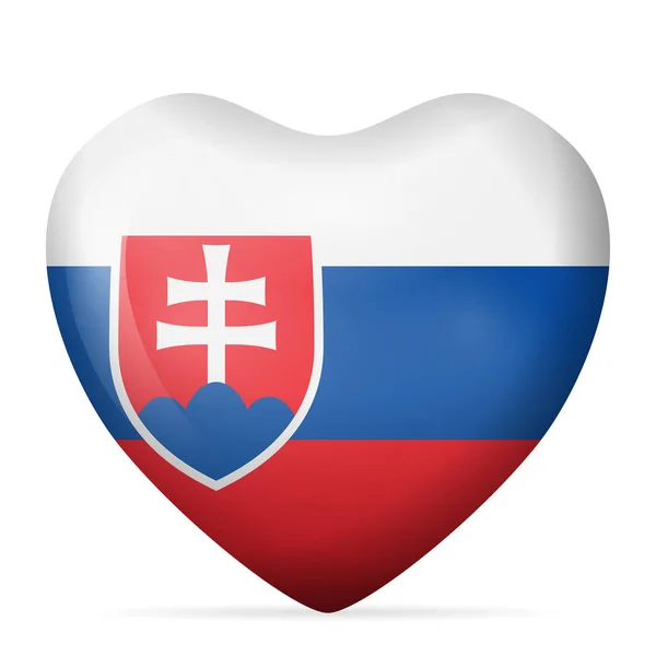 Heart Slovakia Flag White Background Vector Illustration — Stock Vector