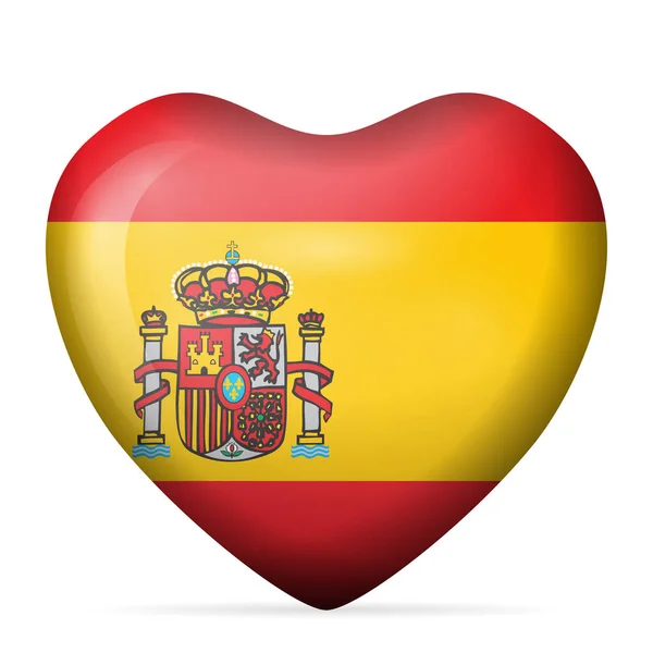 Bandera España Corazón Sobre Fondo Blanco Ilustración Vectorial — Vector de stock