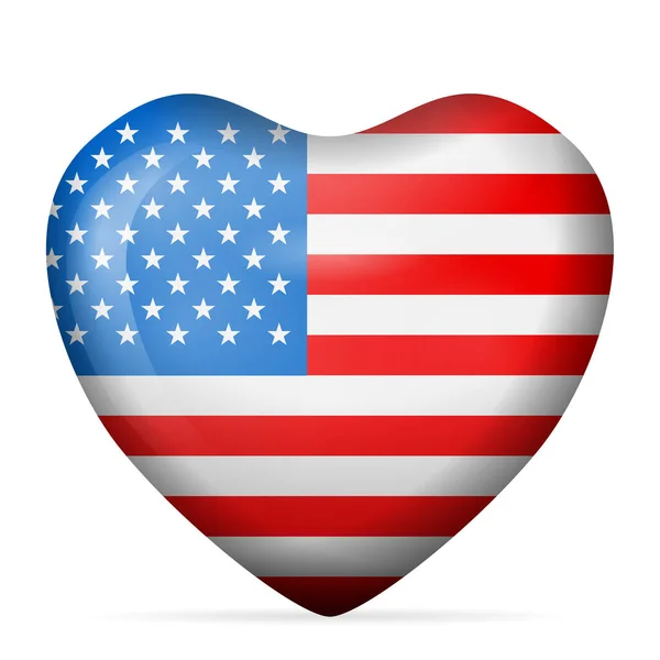 Heart Usa Vlag Een Witte Achtergrond Vectorillustratie — Stockvector