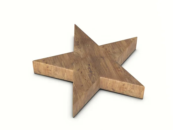 Símbolo Estrella Madera Sobre Fondo Blanco Ilustración — Foto de Stock