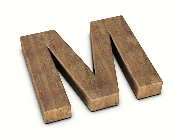 白い背景に木の文字M 3Dイラスト — ストック写真