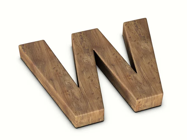 白い背景に木製の文字W 3Dイラスト — ストック写真