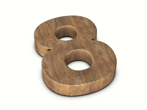 Legno Numero Otto Sfondo Bianco Illustrazione — Foto Stock