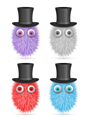 Hairy cartoons on a white background. Vector illustration. clipart