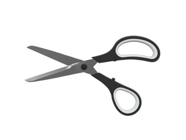 Beyaz arka planda bir makas. 3d illüstrasyon.