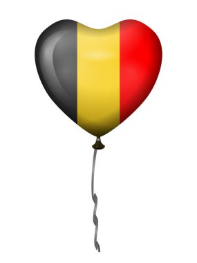 Beyaz arka planda kalp balonu Belçika bayrağı. Vektör illüstrasyonu.