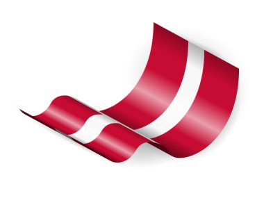 Beyaz arka planda Danimarka bayrağı sallıyor. Vektör illüstrasyonu.