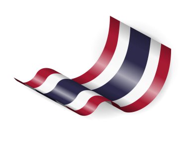 Beyaz arka planda Tayland bayrağı sallıyor. Vektör illüstrasyonu.