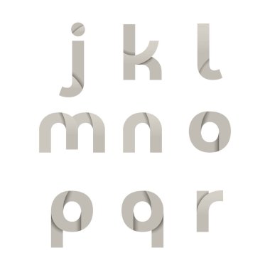 Beyaz arka planda J 'den R' ye Origami tarzı bir mektup. Vektör illüstrasyonu.