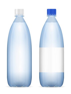 Beyaz arka planda su şişesi var. Vektör illüstrasyonu.