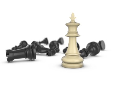 Beyaz arka planda satranç kralı. 3d illüstrasyon.