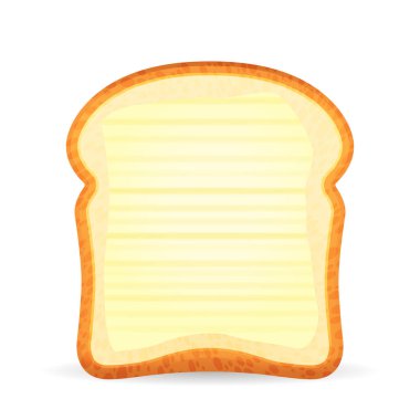 Beyaz arka planda tereyağlı ekmek tostu. Vektör illüstrasyonu.