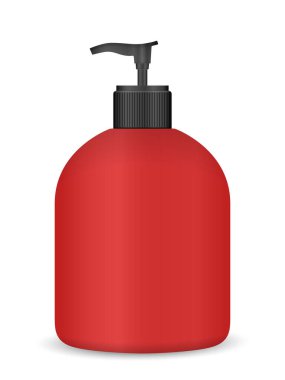 Beyaz arka planda sıvı sabun. Vektör illüstrasyonu.