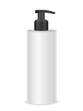 Beyaz arka planda sıvı sabun. Vektör illüstrasyonu.