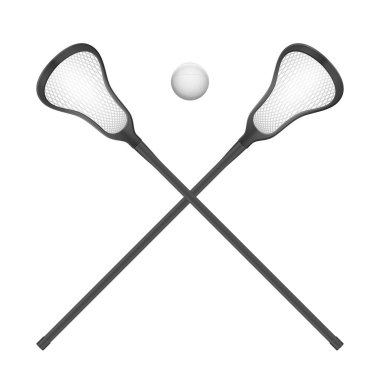 Beyaz arka planda lakros sopaları ve top. Vektör illüstrasyonu.