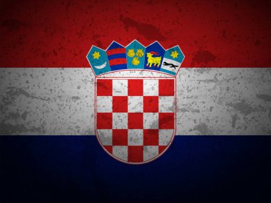 Grunge Hırvatistan bayrağı desenli arka plan. Vektör illüstrasyonu.