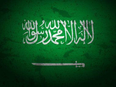 Grunge Suudi Arabistan bayrağı desenli arka plan. Vektör illüstrasyonu.