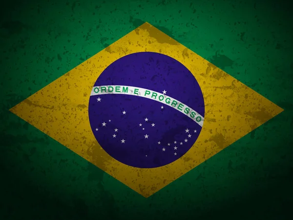 Grunge Brazilië Vlag Textuur Achtergrond Vectorillustratie — Stockvector