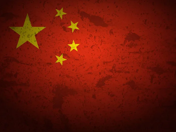 Grunge Çin Bayrağı Desenli Arka Plan Vektör Illüstrasyonu — Stok Vektör