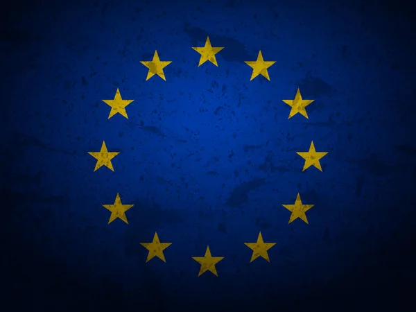 卷曲的欧盟旗帜纹理背景 矢量说明 — 图库矢量图片