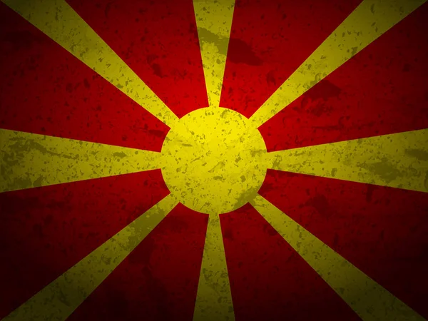 Grunge North Macedonia Flagga Strukturerad Bakgrund Vektorillustration — Stock vektor