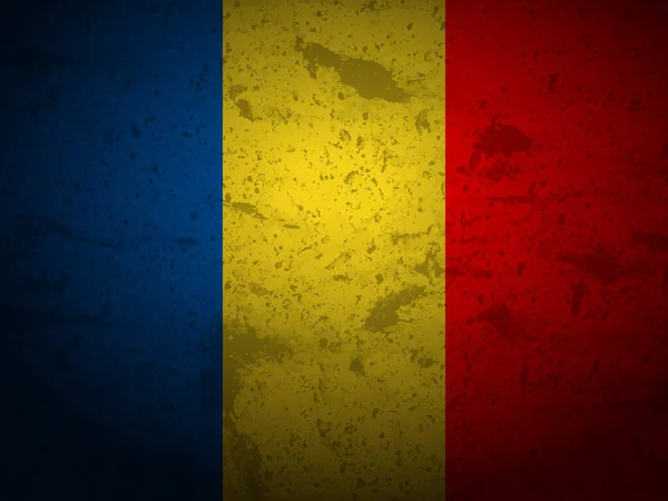 ルーマニア国旗のテクスチャの背景をグラウンジします ベクターイラスト — ストックベクタ