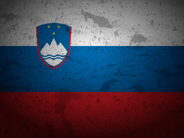 スロベニアの旗のテクスチャの背景をGrunge ベクターイラスト — ストックベクタ