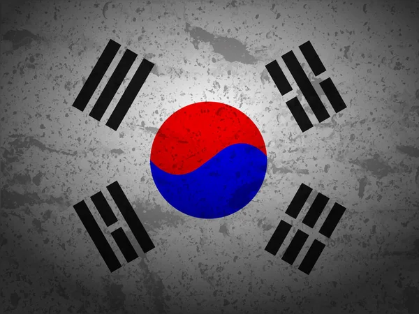 Grunge韩国国旗纹理背景 矢量说明 — 图库矢量图片