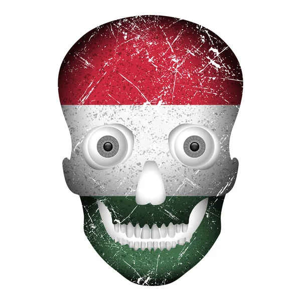 白い背景に頭蓋骨のフラグハンガリー ベクターイラスト — ストックベクタ