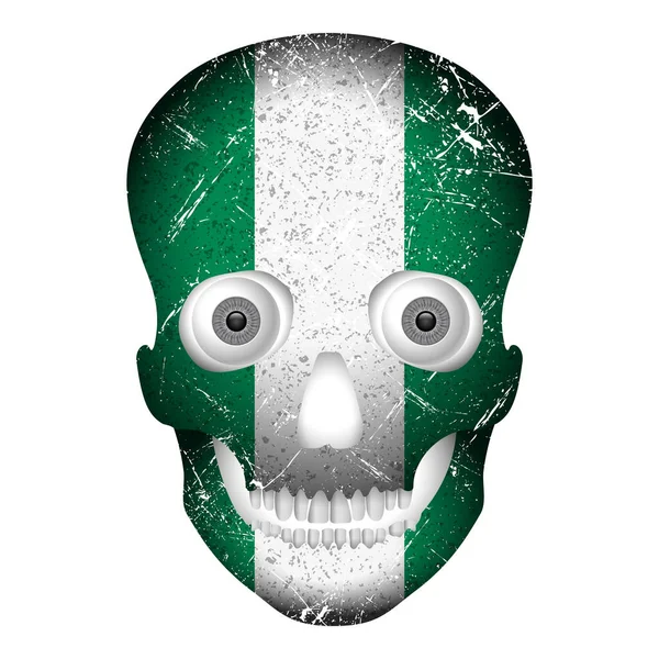Bandera Del Cráneo Nigeria Sobre Fondo Blanco Ilustración Vectorial — Vector de stock