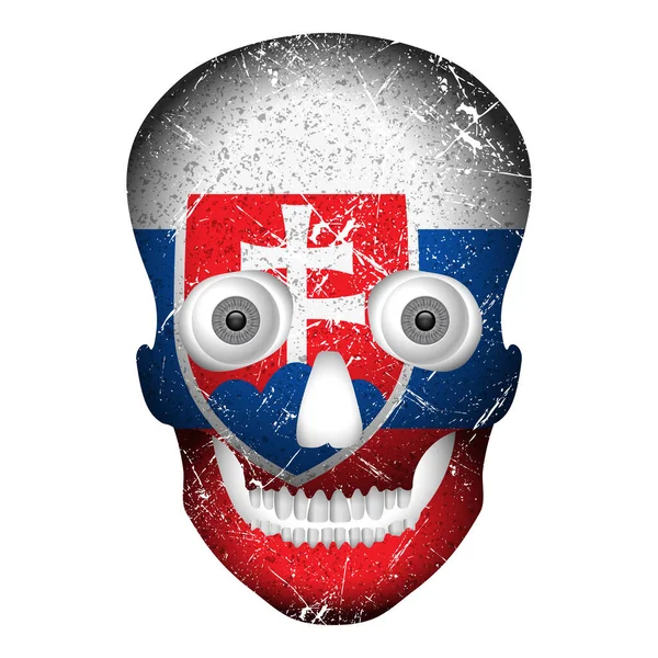 Skull Flag Slovakia White Background Vector Illustration — Stock Vector