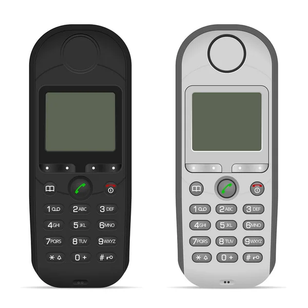 Beyaz Arka Planda Klasik Cep Telefonu Seti Vektör Illüstrasyonu — Stok Vektör