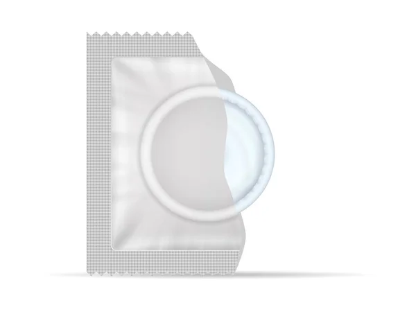 Preservativo Aperto Sfondo Bianco Illustrazione Vettoriale — Vettoriale Stock