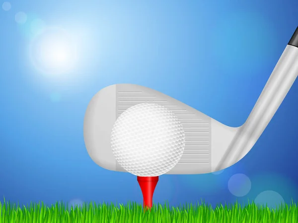 Golfbal Club Groen Gras Vectorillustratie — Stockvector