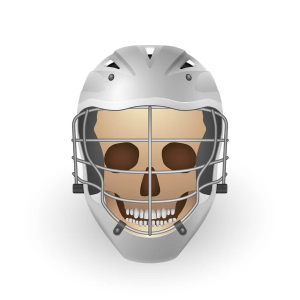 Kask Lacrosse Czaszką Białym Tle Ilustracja Wektora — Wektor stockowy