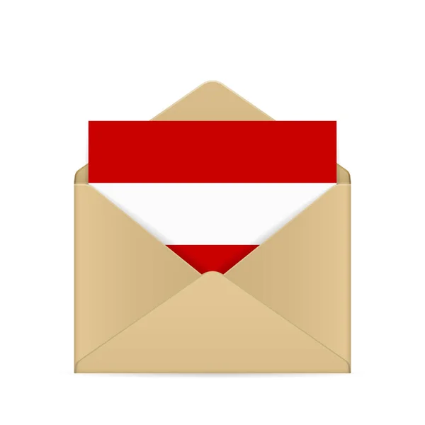 Envelop Met Oostenrijkse Vlag Een Witte Achtergrond Vectorillustratie — Stockvector