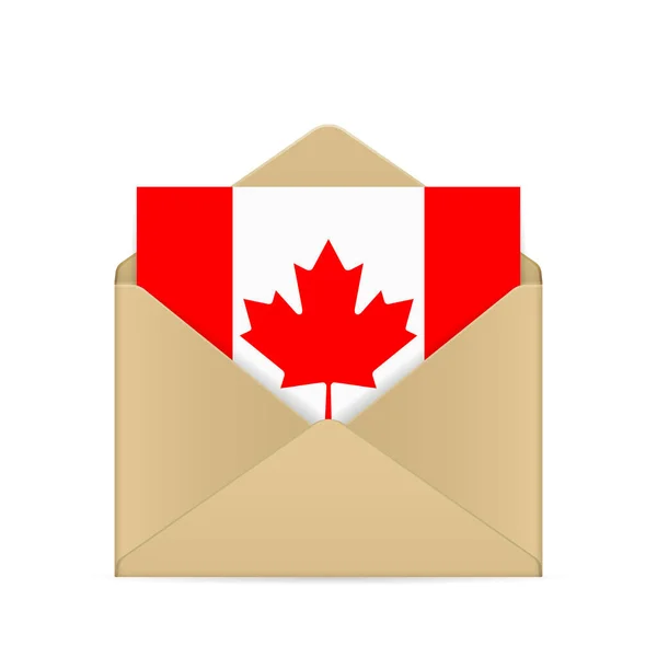 Enveloppe Avec Drapeau Canada Sur Fond Blanc Illustration Vectorielle — Image vectorielle