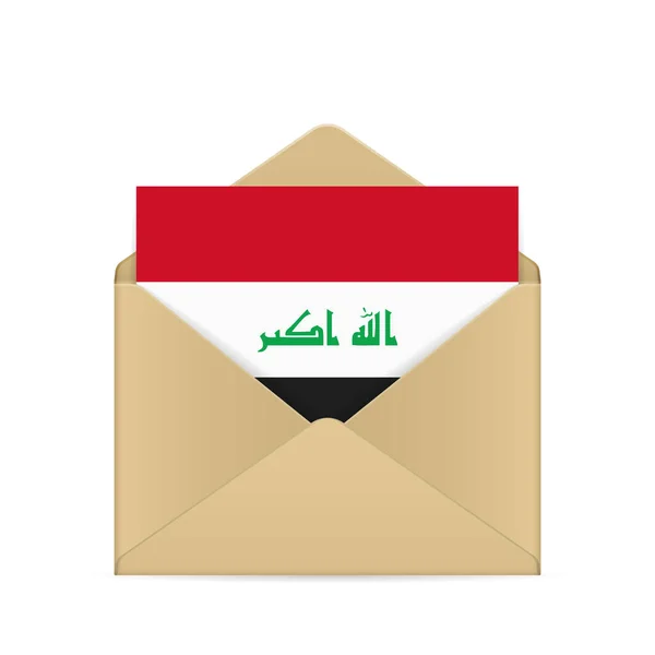 Envelop Met Irak Vlag Een Witte Achtergrond Vectorillustratie — Stockvector
