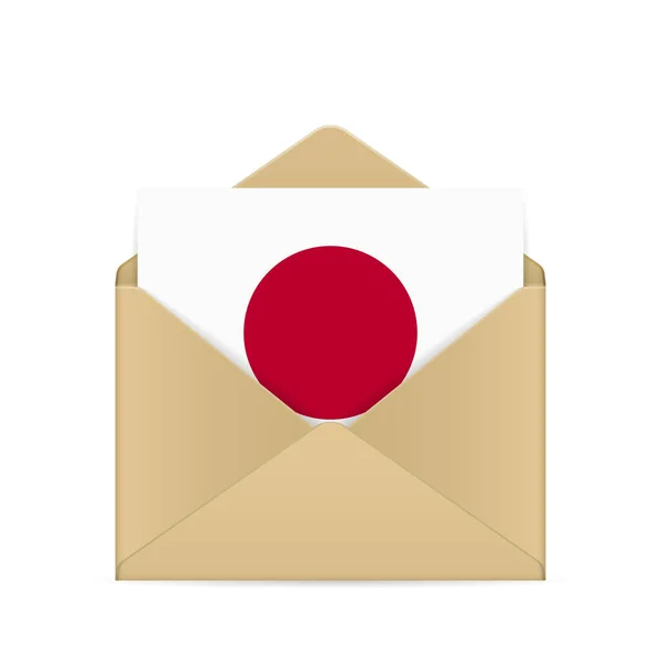 Envelope Com Bandeira Japão Fundo Branco Ilustração Vetorial —  Vetores de Stock