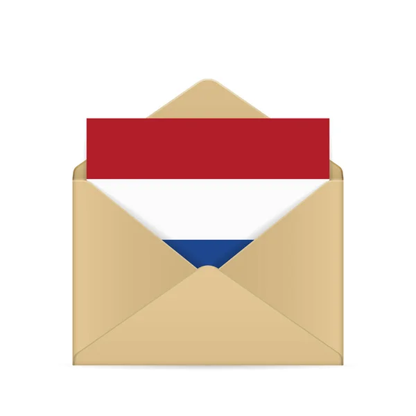 Envelope Com Bandeira Holandesa Sobre Fundo Branco Ilustração Vetorial — Vetor de Stock