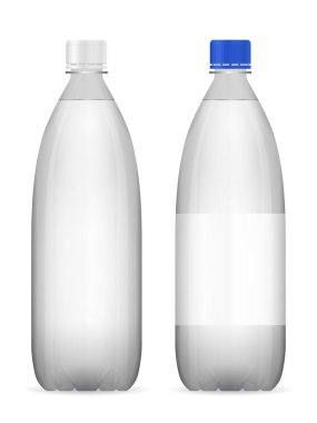 Beyaz arka planda su şişesi var. Vektör illüstrasyonu.