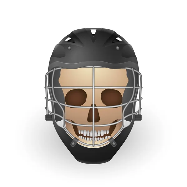 Lacrosse Helm Mit Totenkopf Auf Weißem Hintergrund Vektorillustration — Stockvektor