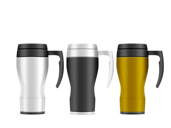 Travel Mug Set White Background Vector Illustration — Stock Vector