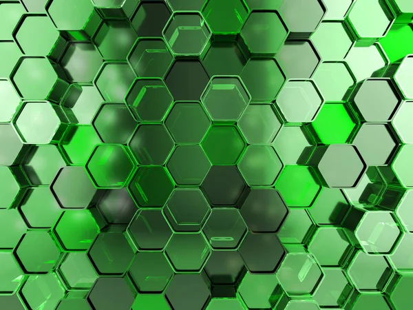 Fundo Abstrato Formado Partir Hexágonos Verdes Ilustração — Fotografia de Stock