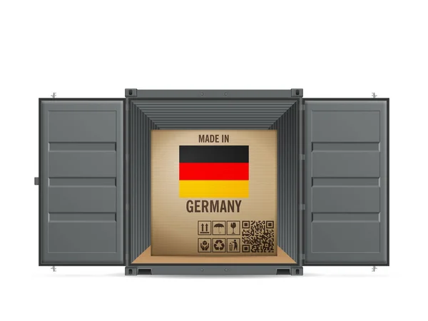 Cardboard Box Germany Cargo Container White Background Vector Illustration — Stock Vector